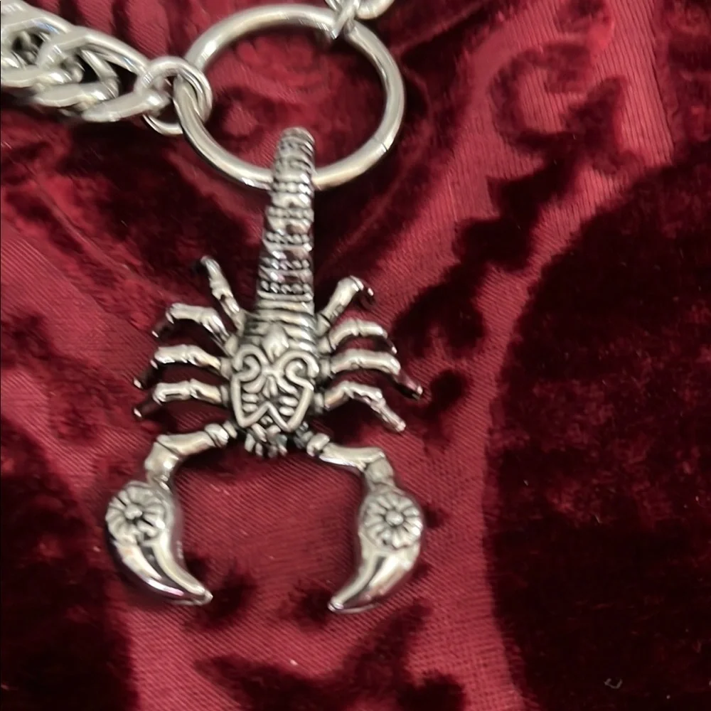Silver Stainless Steel Scorpion Pendant Necklace